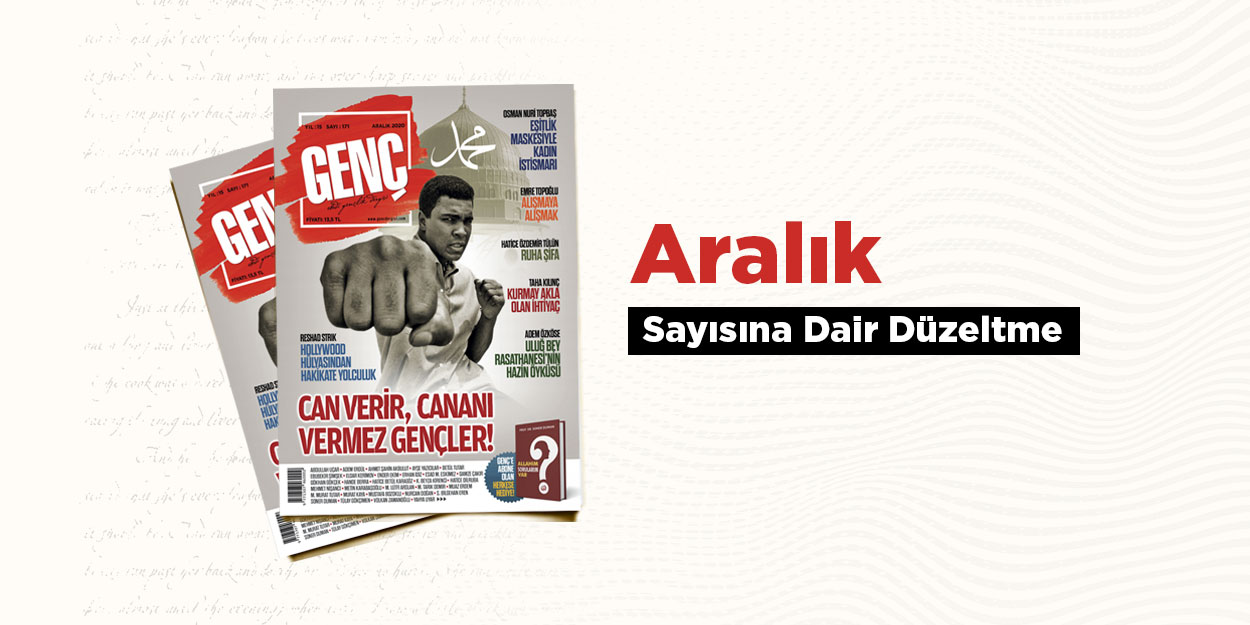 Dergimiz Aralık Sayısına İlişkin Bir Düzeltme